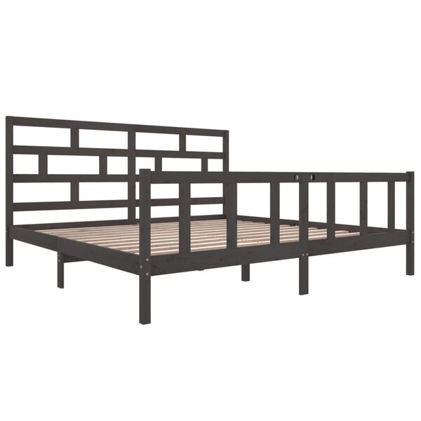 vidaXL Bed Frame without Mattress Grey Solid Wood 200x200 cm (810104+814216)