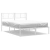 vidaXL Metal Bed Frame without Mattress with Headboard White 135x190cm
