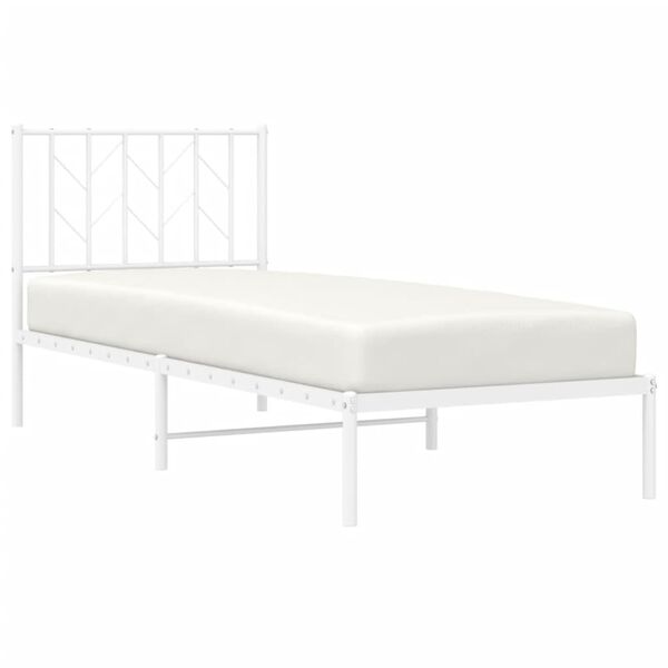 vidaXL Metal Bed Frame without Mattress with Headboard White 80x200cm