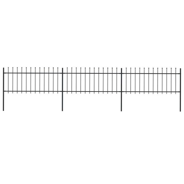 vidaXL Garden Fence with Spear Top Steel 537x80 cm Black