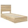 vidaXL Storage Bed with Drawer Sonoma Oak 90 x 200 cm Engineered Wood