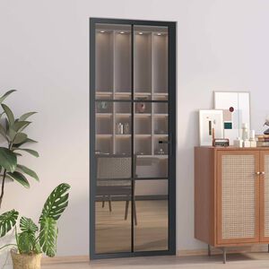 vidaXL Glass Door 76 x 201.5 cm Aluminium Black and Dark Transparent