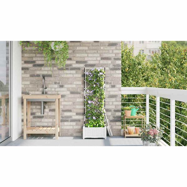 vidaXL Garden Planter White 40 x 40 x 125.5 cm Steel
