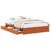 vidaXL Bed Frame with Drawer Wax Brown 140 x 200 cm Solid Pine Wood