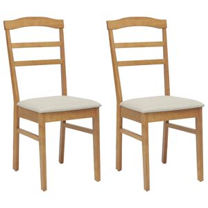 vidaXL Dining Chair 2 pcs Natural and Light Solid Rubber Wood