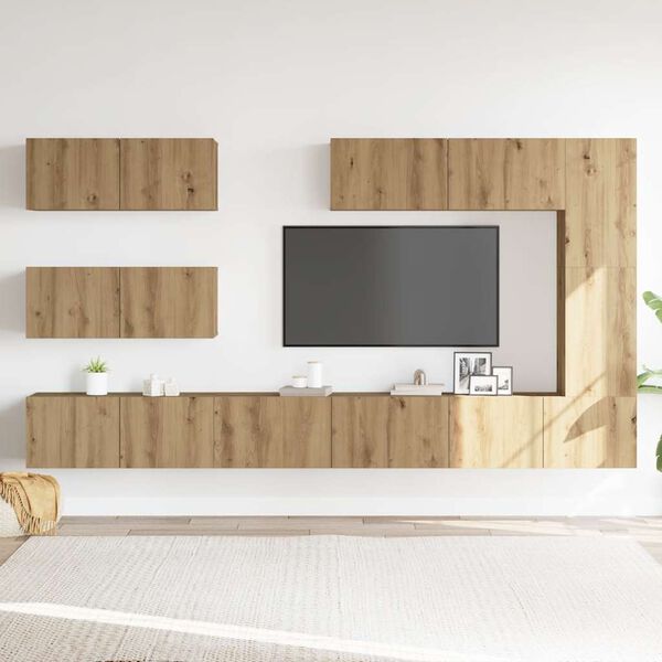 vidaXL 7 Piece TV Cabinet Set Wall-mounted Artisan Oak Engineered Wood
