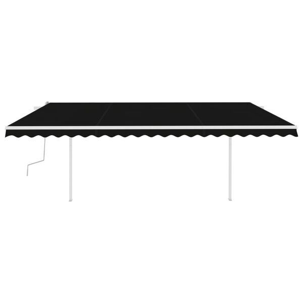 vidaXL Manual Retractable Awning with Posts 5x3.5 m Anthracite