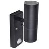 vidaXL LED Wall Lamp Stainless Steel Cylinder Shape Black with Sensor