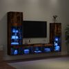 vidaXL 4 Piece TV Wall Units with LED Smoked Oak Engineered Wood