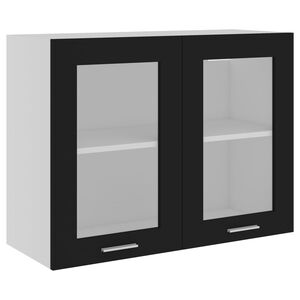vidaXL Hanging Glass Cabinet Lyon Black 80x31x60 cm Engineered Wood