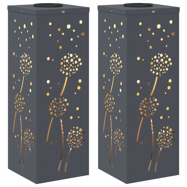 vidaXL Solar LED Pathway Light 2 pcs Anthracite Cold Rolled Steel