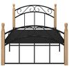 vidaXL Bed Frame without Mattress Black Metal&Solid Oak Wood 90x200 cm