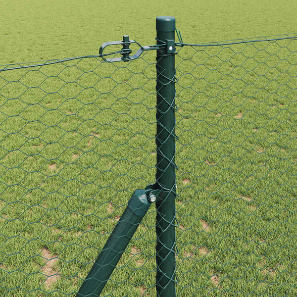 vidaXL Fence Post Green 10 x 1.2 m (25 mm mesh) Steel and PVC