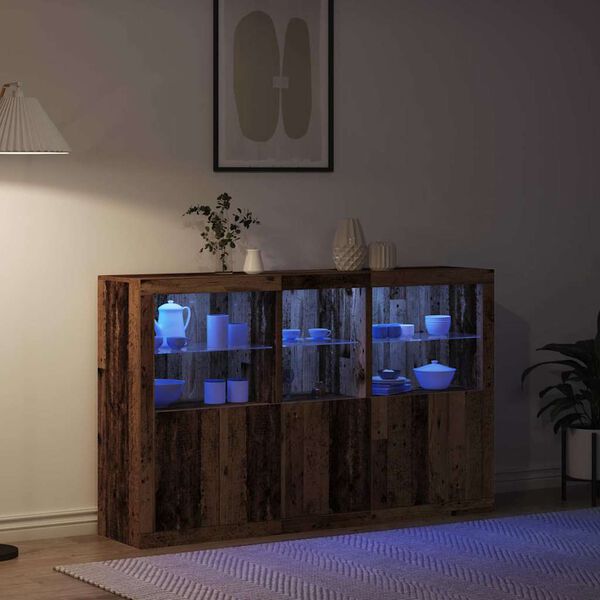 vidaXL LED Sideboard Old Wood 162 x 37 x 100 cm Engineered Wood