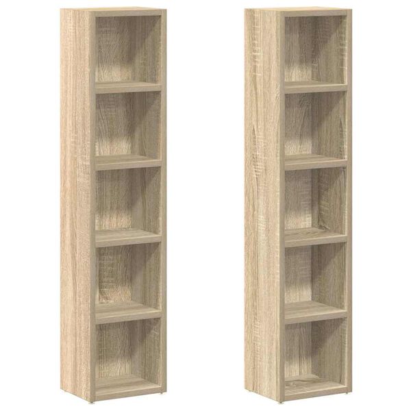 vidaXL CD Cabinets 2 pcs Sonoma Oak 21x16x93.5 cm Engineered Wood