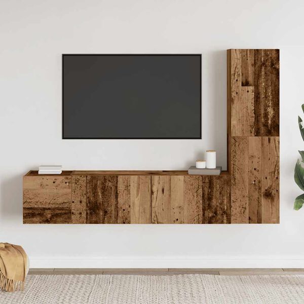 vidaXL Wall Mounted TV cabinets 3 pcs Old Wood Engineered Wood