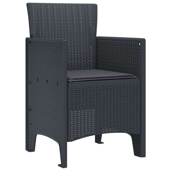 vidaXL Garden Chair 2 pcs Anthracite 53 x 49 x 85 cm Polypropylene