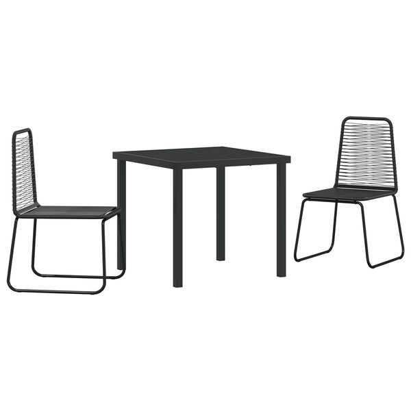 vidaXL Garden Dining Set 3 pcs Black Powder-Coated Steel