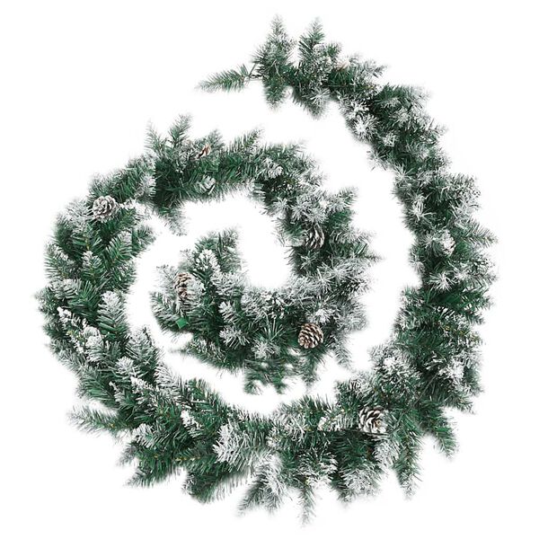 vidaXL Christmas Garland with LED Lights Green 5.2 m PVC