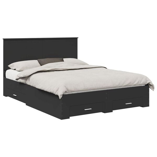 vidaXL Bed Frame Black and Silver 150 x 200 cm Engineered Wood