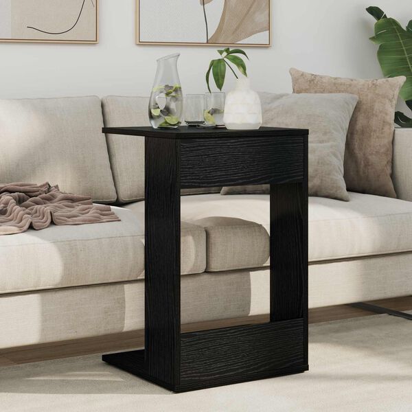 vidaXL Side Table Black Oak 40 x 38 x 62.5 cm Engineered Wood