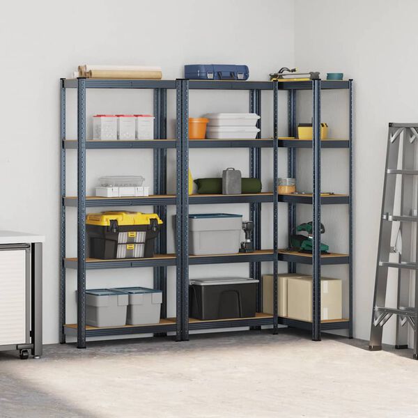 vidaXL 5-Layer Storage Shelves 3 pcs Anthracite Steel&Engineered Wood
