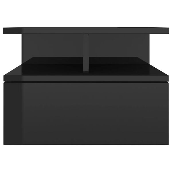 vidaXL Floating Nightstands 2 pcs High Gloss Black 40x31x27 cm Engineered Wood