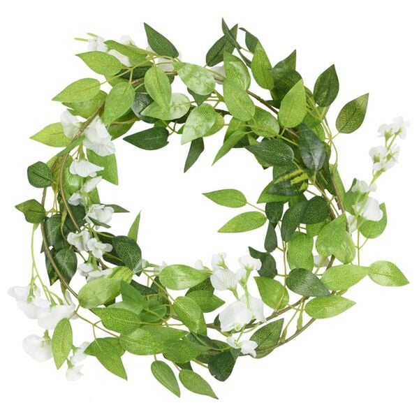 vidaXL Flower Garlands 6 pcs White 200 cm