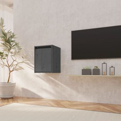 vidaXL Wall Cabinet Grey 30x30x40 cm Solid Wood Pine