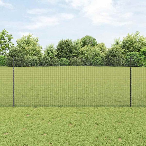 vidaXL Fence with Post Grey 1 x 50 m Steel and PVC