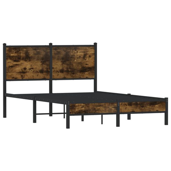 vidaXL Metal Bed Frame without Mattress Smoked Oak 120x200 cm