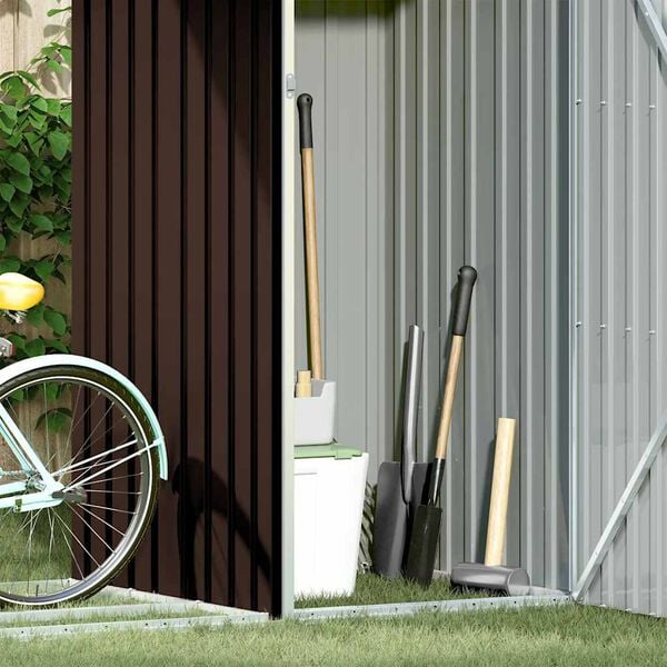 vidaXL Garden Firewood Shed Brown 245x98x159 cm Galvanised Steel