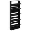 vidaXL Shoe Cabinet with Mirror 5-Layer Black 63x17x169.5 cm