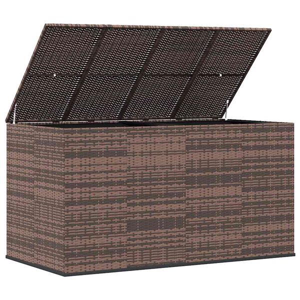 vidaXL Garden Cushion Box PE Rattan 194x100x103 cm Brown