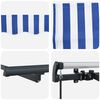 vidaXL Retractable Awning Retractable Striped Blue 350 x 200 cm Fabric