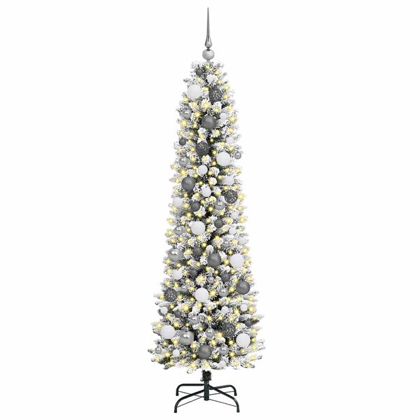 vidaXL Artificial Christmas Tree with 300 LEDs with Stand White 180 cm