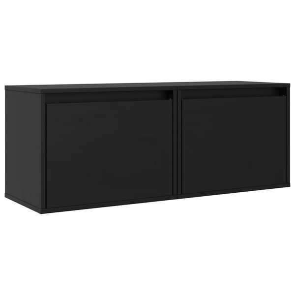 vidaXL Wall Cabinets 2 pcs Black 45x30x35 cm Solid Pinewood