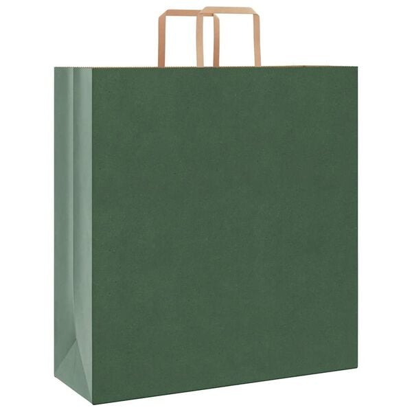 vidaXL Paper Bags 50 pcs with Handles Green 45x17x48 cm