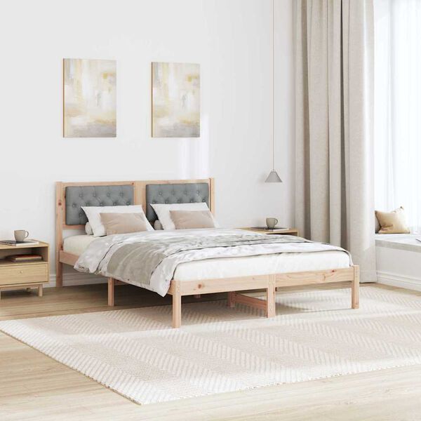 vidaXL Bed Frame Light Grey 140 x 200 cm Solid Pine Wood