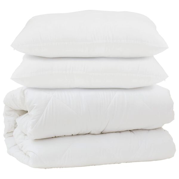 vidaXL Duvet with Pillow 3 pcs White Microfibre