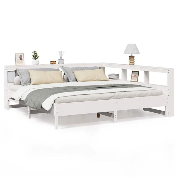 vidaXL Bookcase Bed without Mattress White 180x200 cm Solid Wood Pine