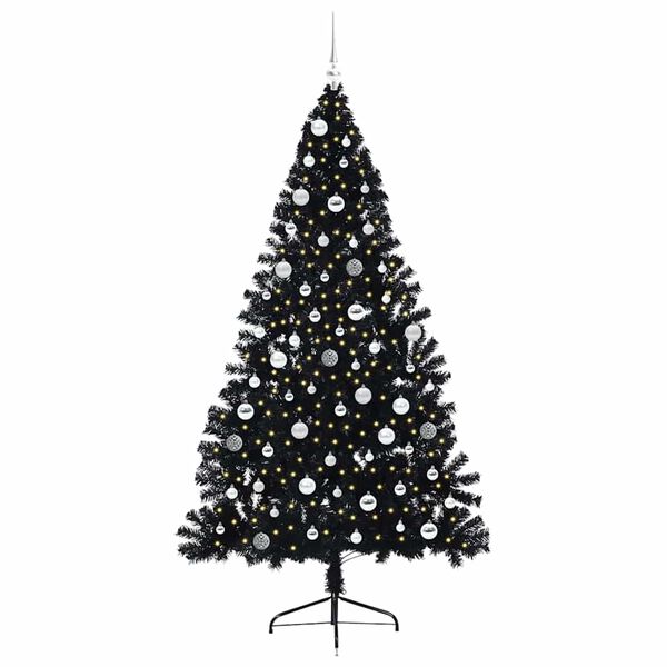 vidaXL Artificial Pre-lit Christmas Tree Black 210 cm PVC