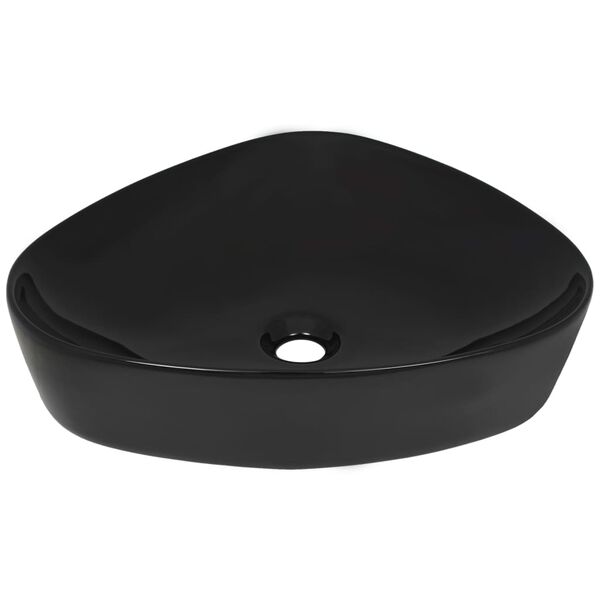 vidaXL Basin Ceramic Triangle Black 50.5x41x12 cm