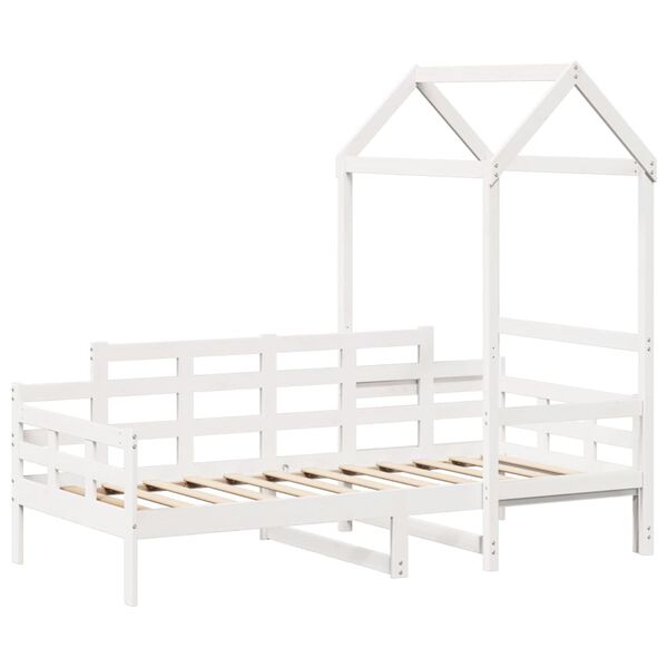 vidaXL Day Bed with Roof without Mattress White 80x200 cm Solid Wood