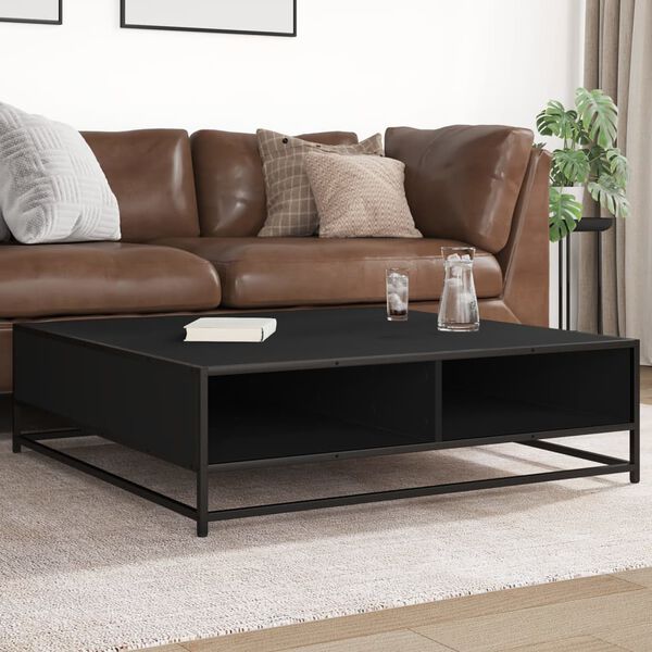 vidaXL Coffee Table Black 100x100x30 cm Engineered Wood and Metal