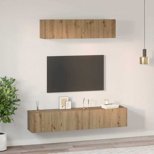 vidaXL TV Cabinet Set Wall-mounted 4 pcs Artisan Oak Engineered Wood
