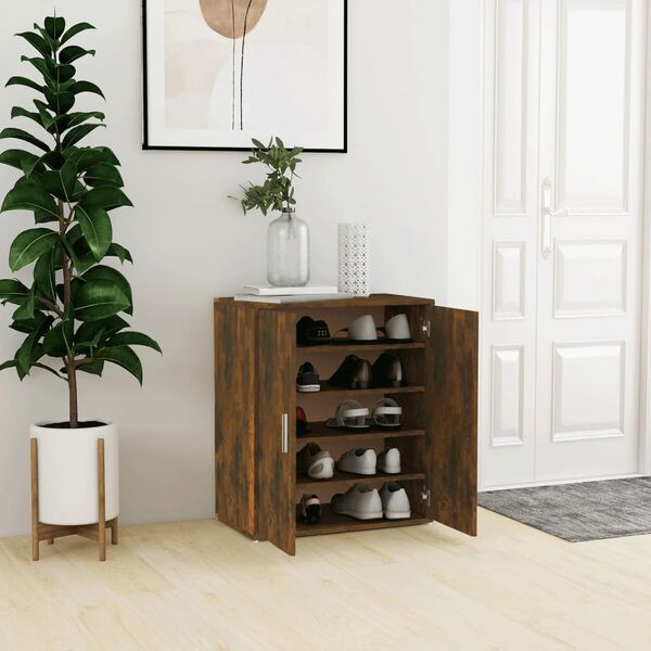 vidaXL Shoe Cabinet Smoked Oak 60x35x70 cm Engineered Wood