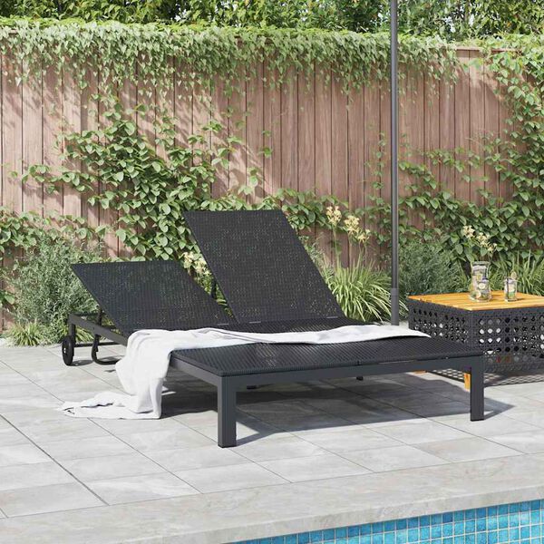 vidaXL Sunbed Reclining 1-person Black 206 x 115 x 75 cm Poly Rattan