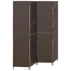 vidaXL Room Divider Folding Manual Brown 195 x 180 cm Poly Rattan