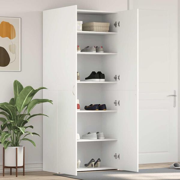 vidaXL Shoe Cabinet with Door White 80 x 35.5 x 180 cm Engineered wood